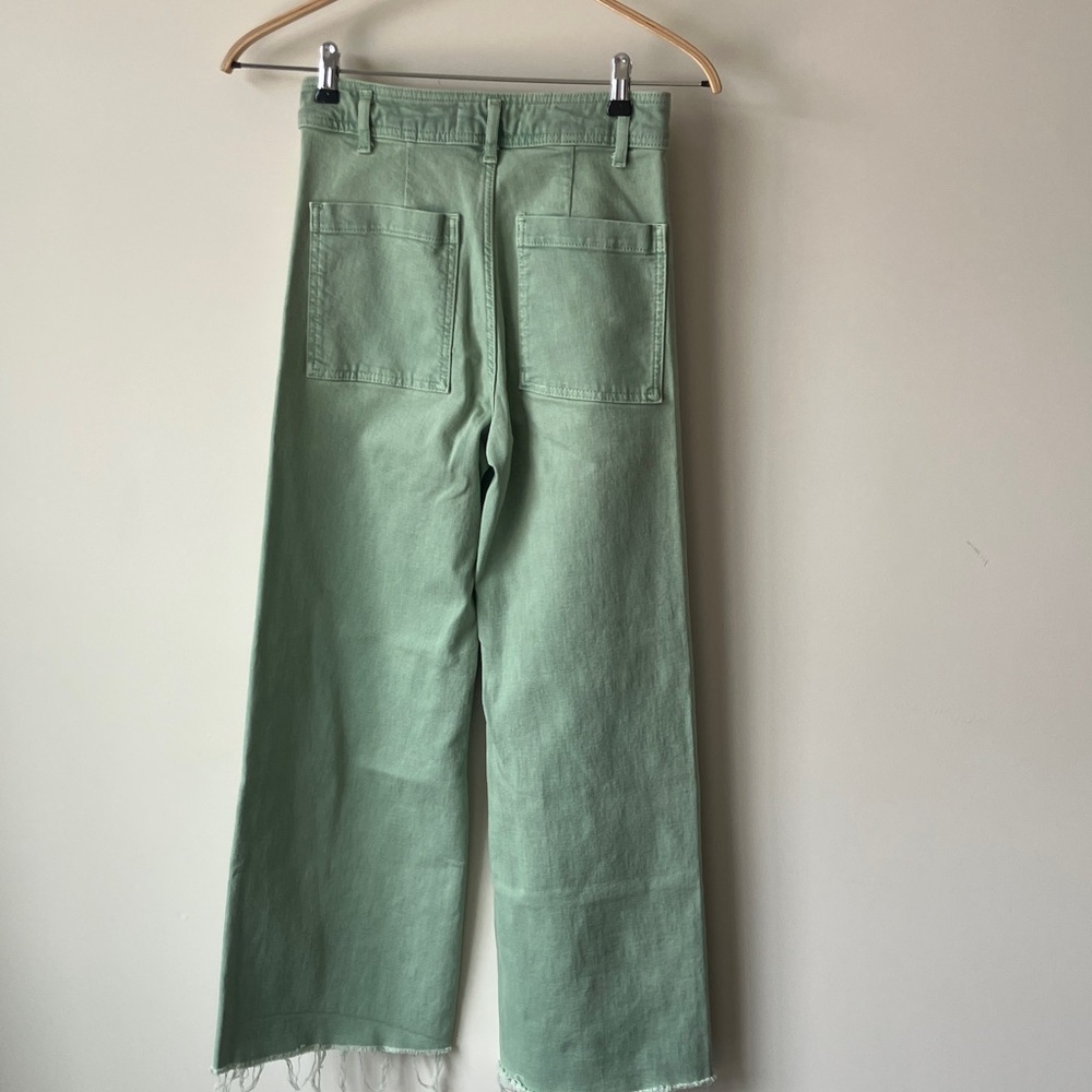 ZARA The Marine Straight Leg High Rise Relaxed Fit Flare Light Green Women’s 4 - Picture 5 of 7
